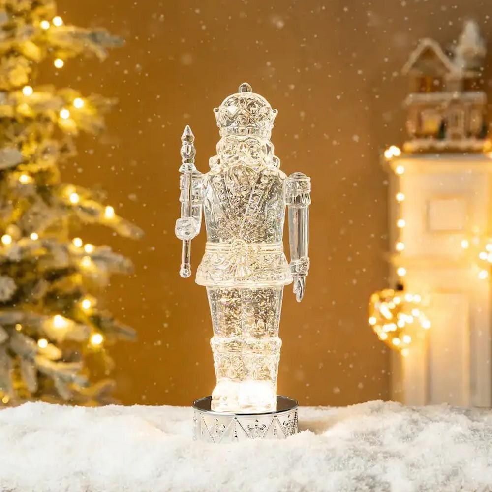 Illuminated Swirling Crystal Nutcracker Figurine Snow Globe (1 of 6)