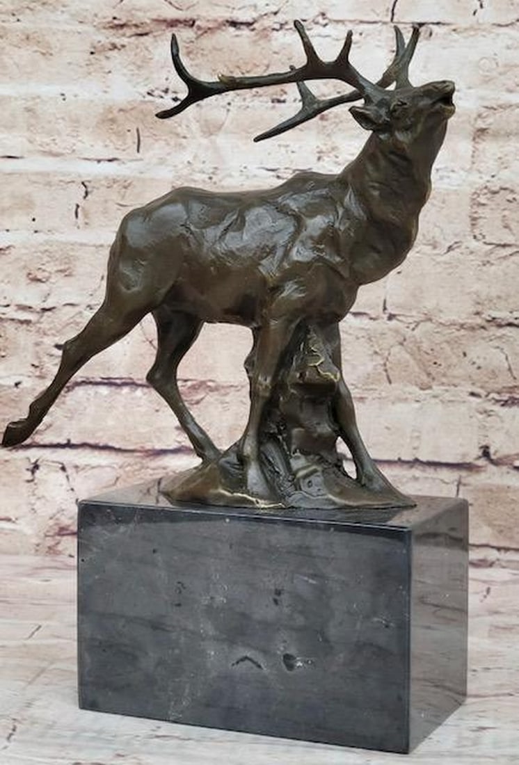 Noble Male Deer Original Bronze Sculpture Signed by Miguel Lopez - 10.5" x 10" (1 of 9)