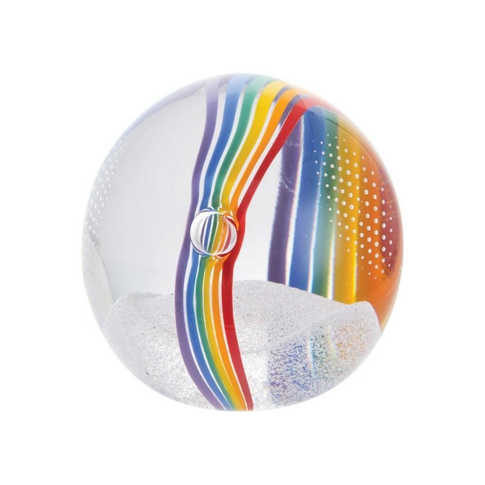 Prism of Dreams Paperweight: Prism of Dreams Paperweight A handcrafted glass paperweight featuring vibrant bands of color swirling through clear crystal glass, creating a cheerful prism effect. Designed to evoke the joyful spirit
