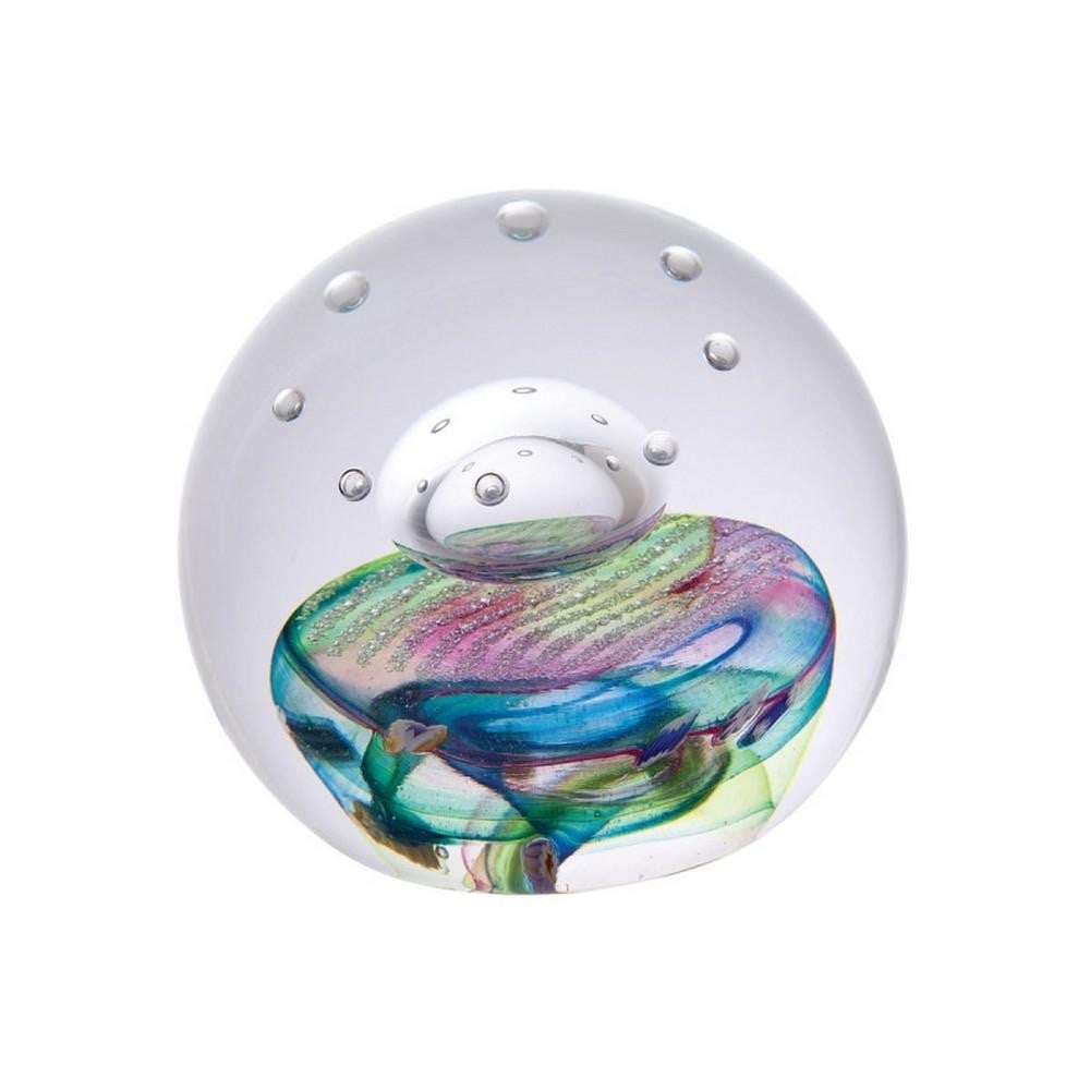 Celestial Daydream Paperweight: Celestial Daydream Paperweight A handcrafted glass paperweight featuring abstract swirls of sky blue, creating a serene and contemplative effect. Designed to evoke happy thoughts and gentle memories,
