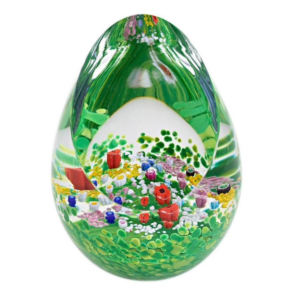 Meadow Flowers Paperweight: Meadow Flowers Paperweight A handcrafted glass paperweight featuring colorful glass chips and Millefiori flowers, inspired by the Royal Botanic Garden Edinburgh. Each piece is unique, making it an ele