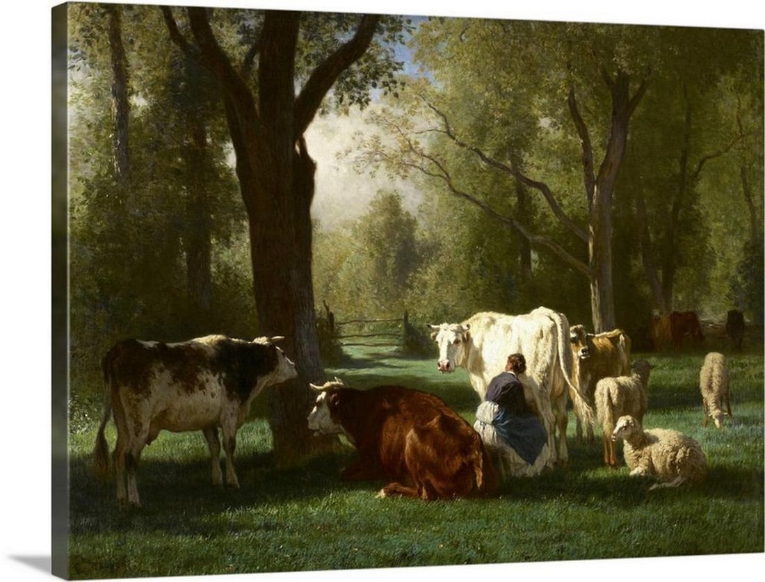 Landscape with Cattle and Sheep, 1852–8 Canvas Reproduction by Constant-Emile Troyon – 24" x 18" (1 of 2)