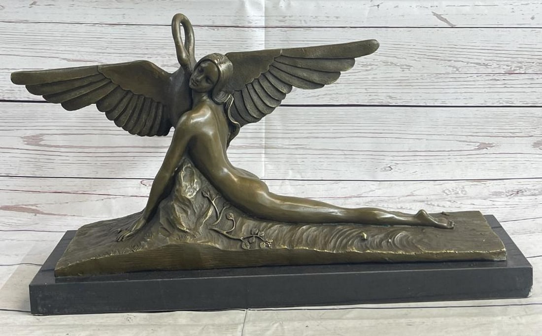 Gennarelli Inspired Nude Leda & Swan Bronze Sculpture - 10" x 20" (1 of 8)
