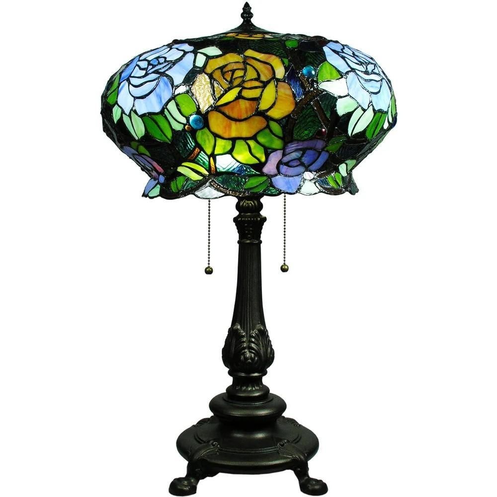 Tiffany-Style Roses Stained Glass Table Lamp (1 of 2)