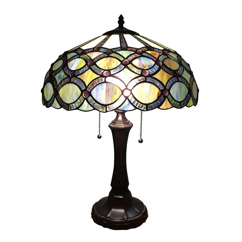 Tiffany-Inspired Victorian Two-Light Table Lamp (1 of 2)