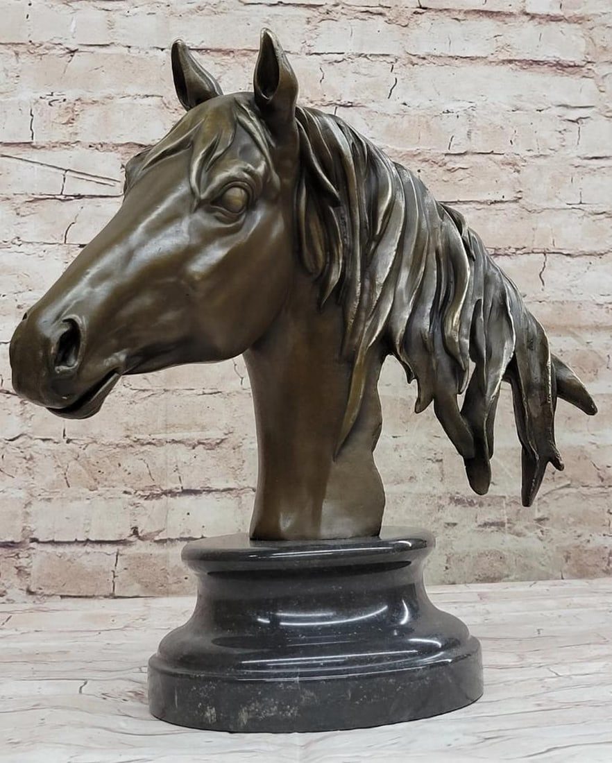 Original Hot Cast Bronze Horse Head Bust Sculpture Signed By Milo - 20lbs (1 of 9)