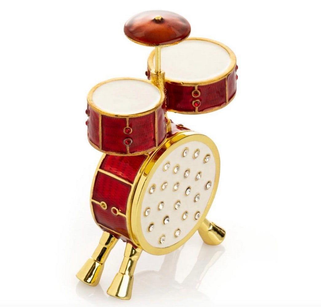 Red Drum Set Trinket Box: Red Drum Set Trinket Box A miniature marvel for all the passionate drummers and music enthusiasts out there. This trinket box embodies the rhythmic heart of the music world, encapsulated in a beautif