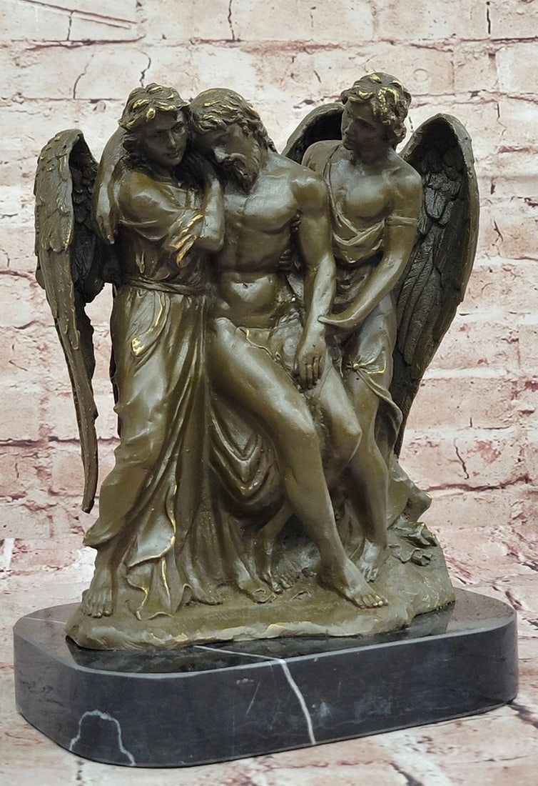 Jesus Christ Supported by Angels Original Bronze Statue - 11" x 8" (1 of 5)