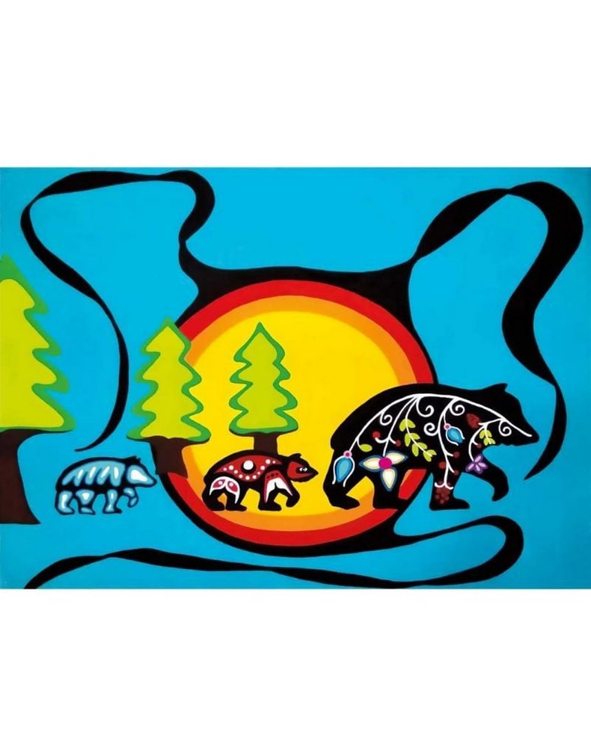 12" x 14" Shana Yellow Framed Art Print 3 Spirit Bears (1 of 1)