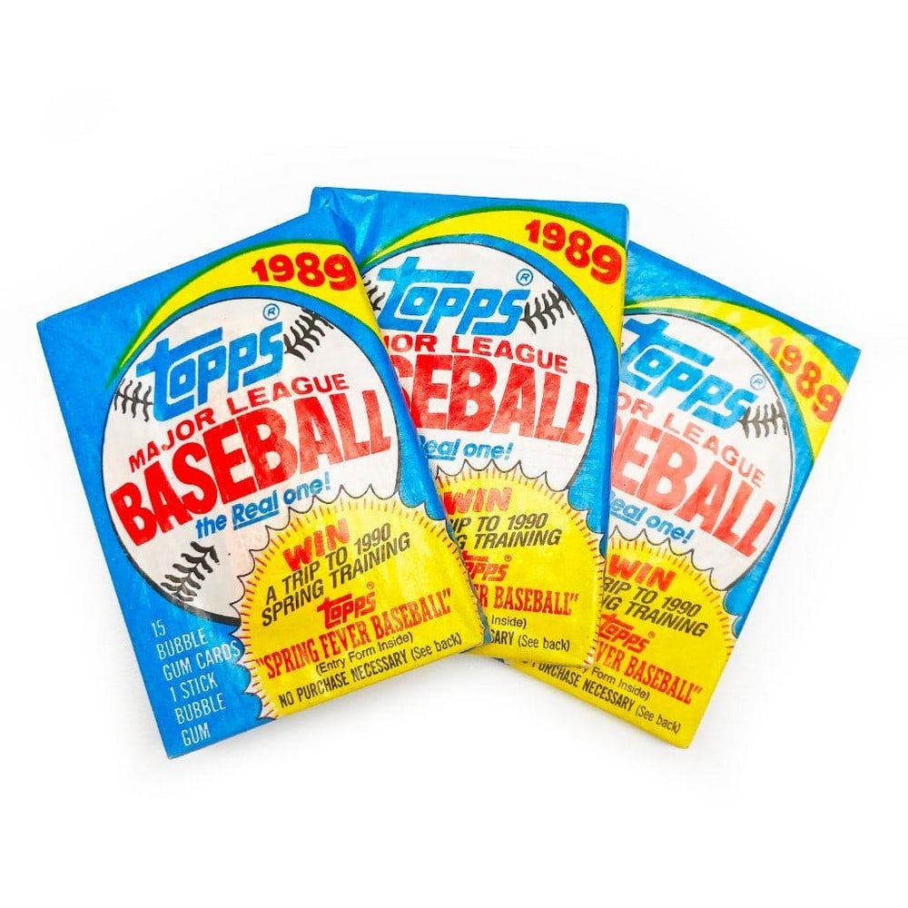 3 Vintage Topps 1989 Unopened Baseball Card Packs (1 of 3)