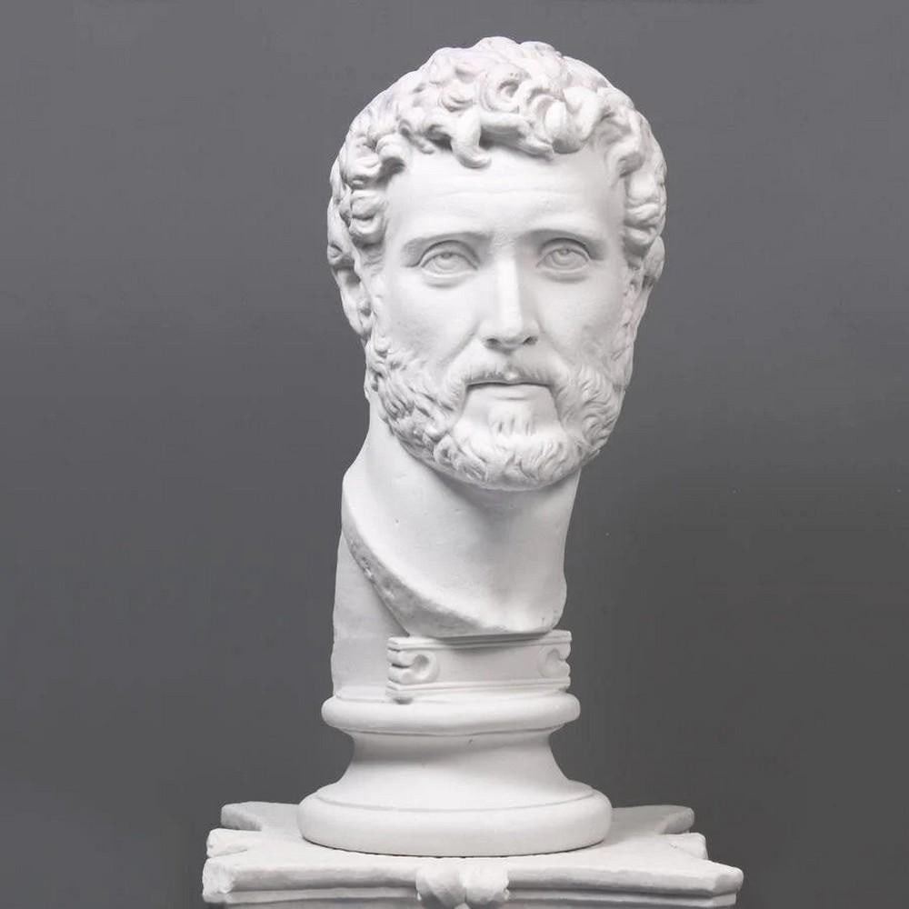 Antoninus Pius Bust – Large Classical Sculpture in White Marble Cast - (39.6lbs) (1 of 4)