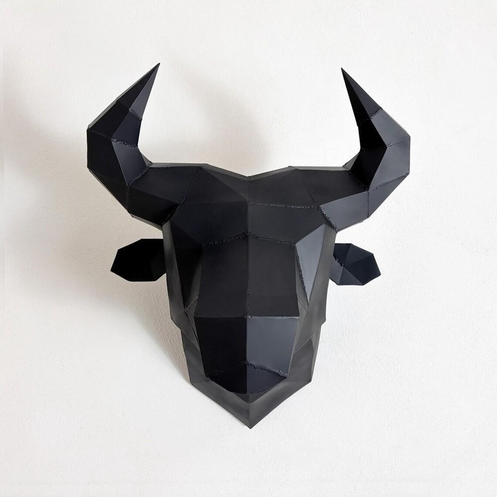 Metal Bull Sculpture – Handmade Black Bull Head (1 of 1)