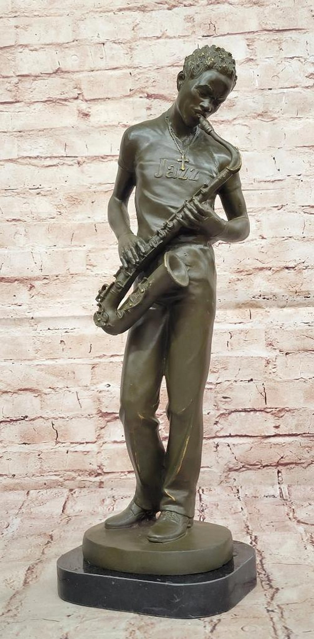Original Bronze Jazz Saxophonist by Williams - 20" x 7": Original Bronze Jazz Saxophonist by Williams - 20" x 7" Celebrate the soul of jazz with this original signed bronze sculpture by artist Williams, capturing a saxophone player lost in the rhyth