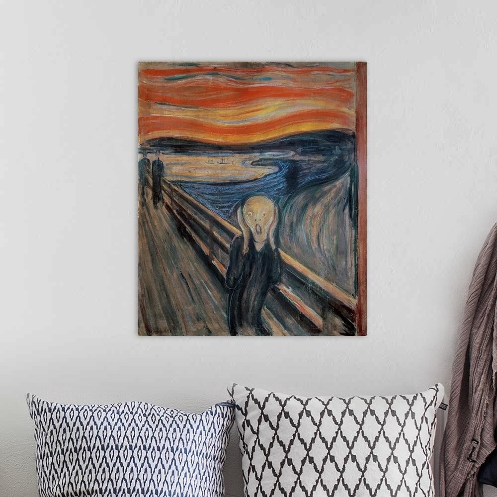 The Scream, 1893 Canvas Reproduction: The Scream, 1893 Canvas Reproduction Experience one of the most iconic images in art history with Edvard Munch’s The Scream. Painted in 1893 using oil, tempera, and pastel on cardboard, this haunti
