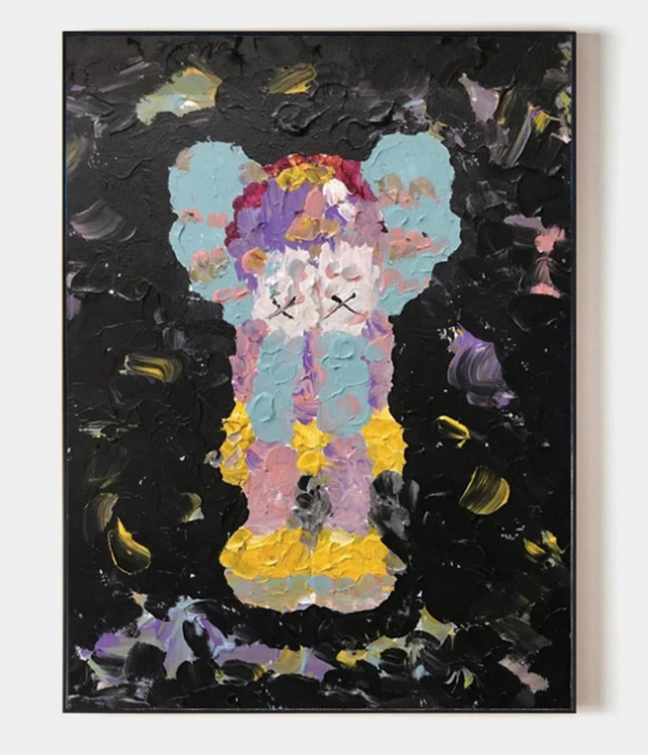 Kaws Inspired Cartoon Pop Art Canvas Painting: Kaws Inspired Cartoon Pop Art Canvas Painting This vibrant canvas painting draws inspiration from the iconic Kaws aesthetic, blending bold cartoon imagery with pop art influences. Playful characters