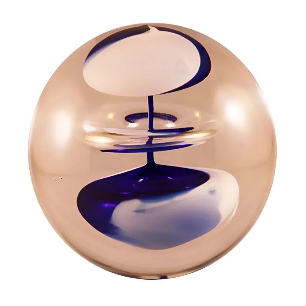 ‘Whirlpool’ Large Glass Paperweight by Remigijus Kriukas: ‘Whirlpool’ Large Glass Paperweight by Remigijus Kriukas Handcrafted by Lithuanian glass artist Remigijus Kriukas, the *Whirlpool* paperweight features swirling tones of ocean blue and soft