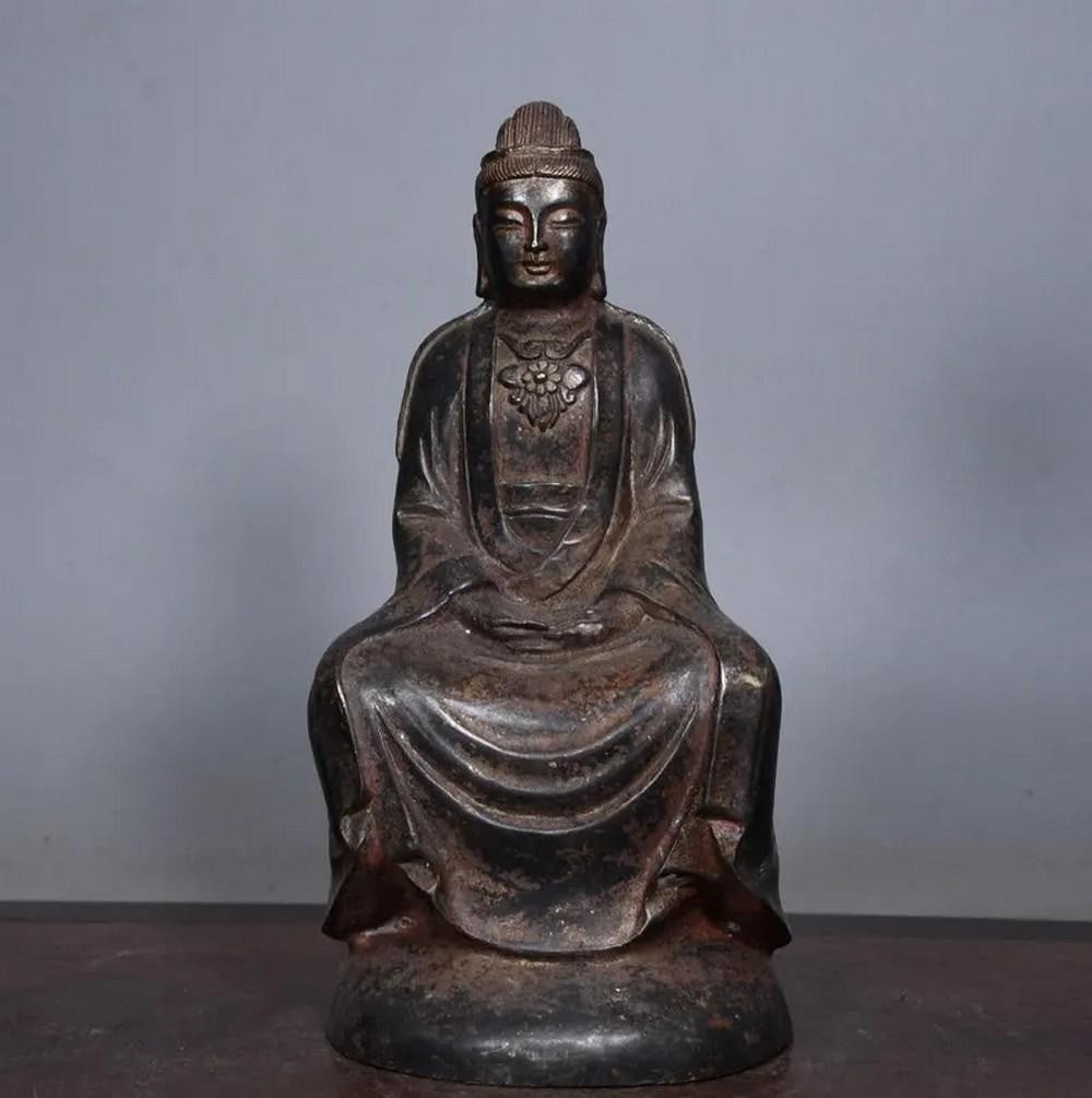 Antique Chinese Copper Guanyin Bodhisattva Statue (1 of 5)