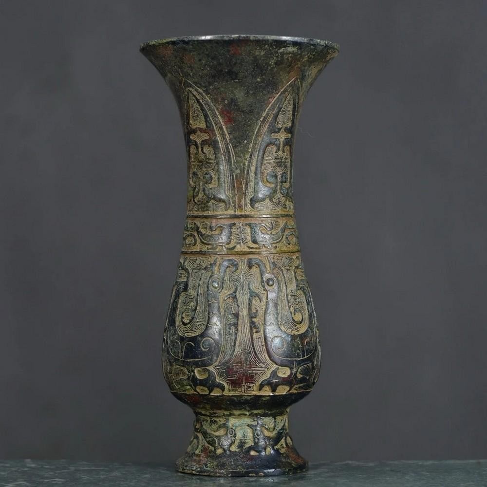 Antique Bronze Flower Goblet Statue (1 of 5)