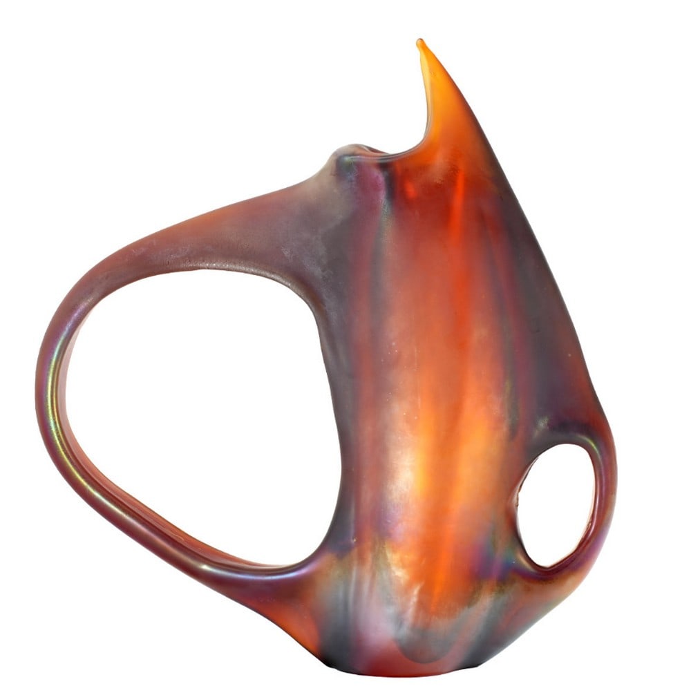 Murano Glass Vase Ansa Black and Amber – Tribute to the "Anse Volante" Series - 3