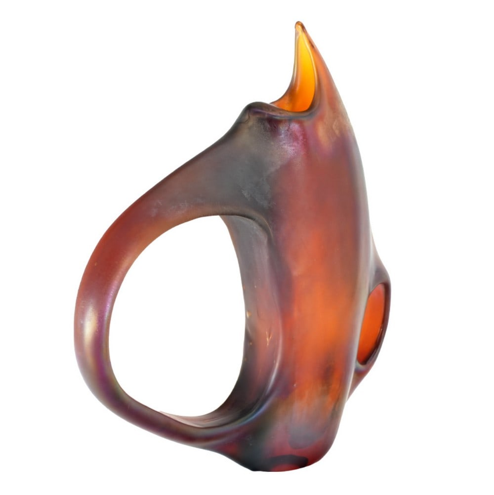 Murano Glass Vase Ansa Black and Amber – Tribute to the "Anse Volante" Series - 4