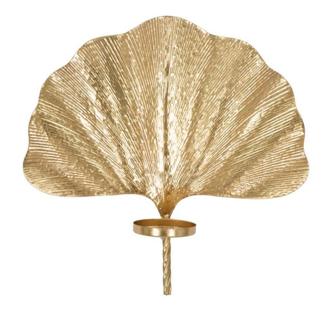 Golden Metal Large Leaf Wall Candle Holder (1 of 4)