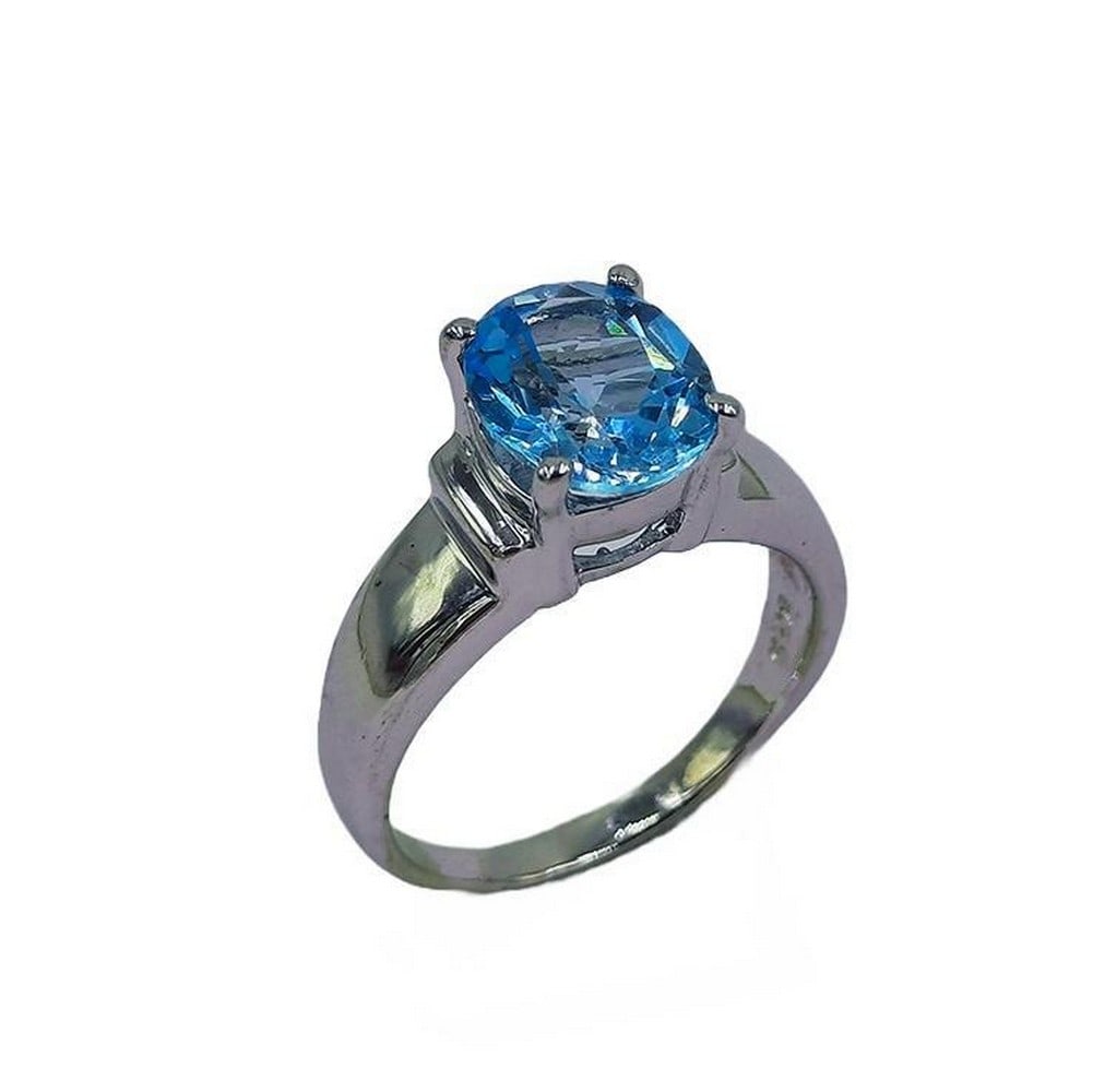Blue Topaz Gemstone Sterling Silver Ring - Size 7.5 (1 of 1)