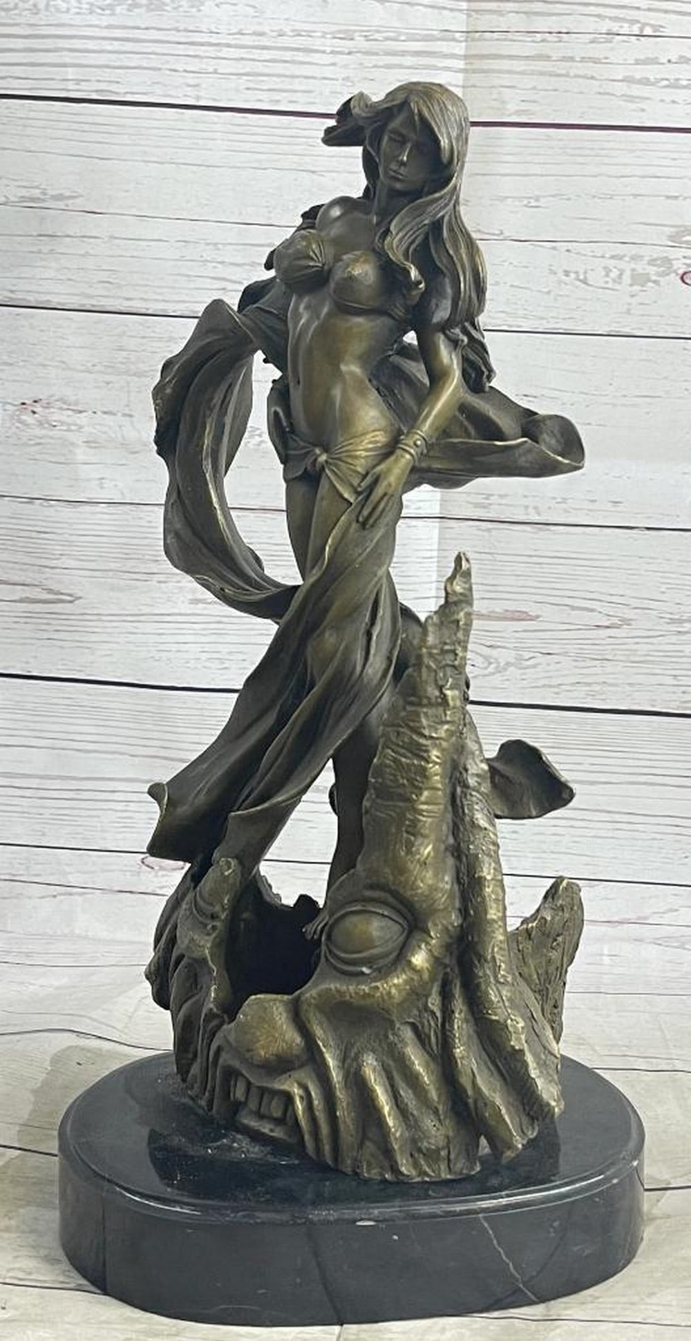 Enigmatic Beauty Original Bronze Sculpture Signed by Jean Patoue - 15.5" x 8": Enigmatic Beauty Original Bronze Sculpture Signed by Jean Patoue - 15.5" x 8" Embrace the alluring beauty and enigmatic charm of this captivating bronze sculpture. Featuring a confident