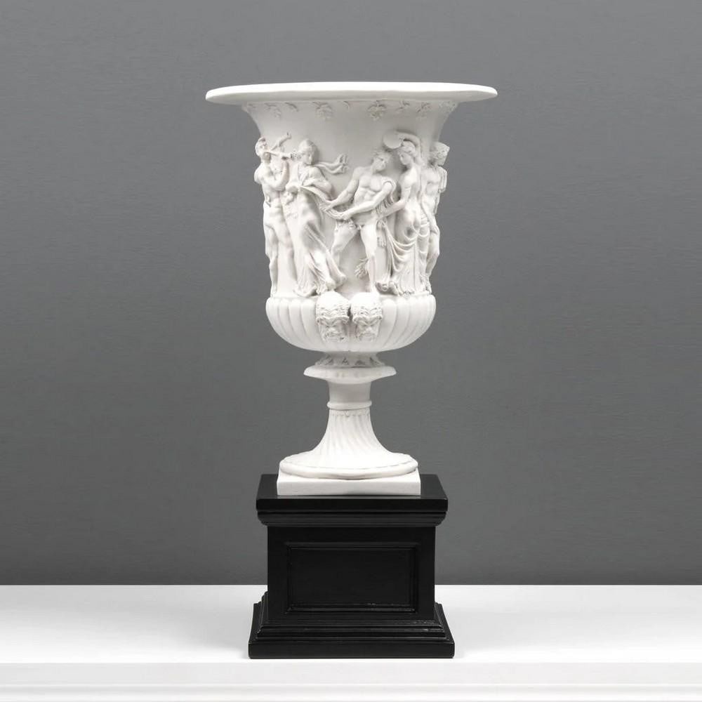 Borghese Vase – Premium Carrara Marble Cast with Satin Black Base - (22lbs) (1 of 7)