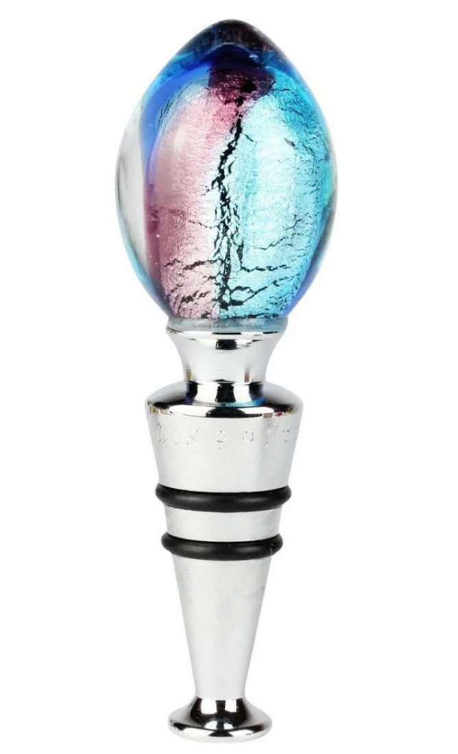 Silver & Pastel Toned Murano Glass Bottle Stopper: Silver & Pastel Toned Murano Glass Bottle Stopper Bottle stopper, handmade with the technique of lampworking, work executed with attention to details. This bottle stopper is an perfect piece to