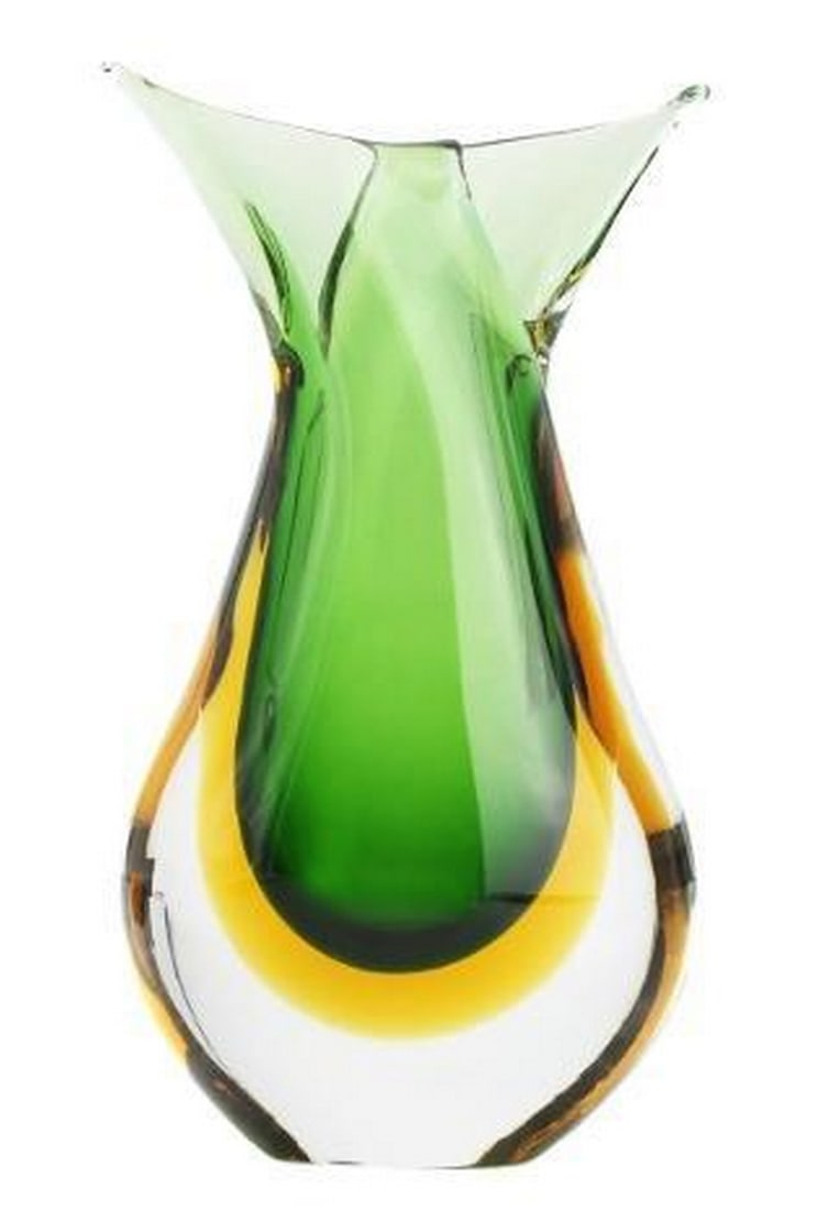 Abstract Harmony Murano Glass Vase: Abstract Harmony Murano Glass Vase. This striking Murano glass vase boasts an abstract, fluid shape that seems to flow and twist with energy, embodying the perfect balance of modern artistry and trad