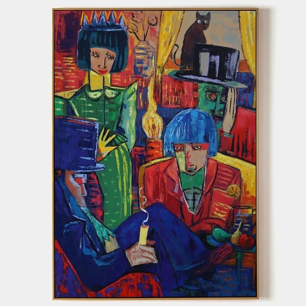 Framed Urban Networking Portraits Pop Art Canvas Painting (1 of 4)