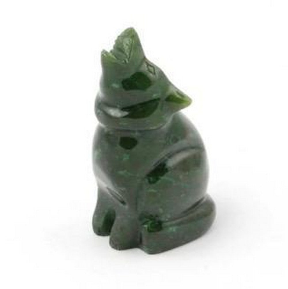 Canadian Nephrite Jade Howling Wolf Carving (1 of 3)