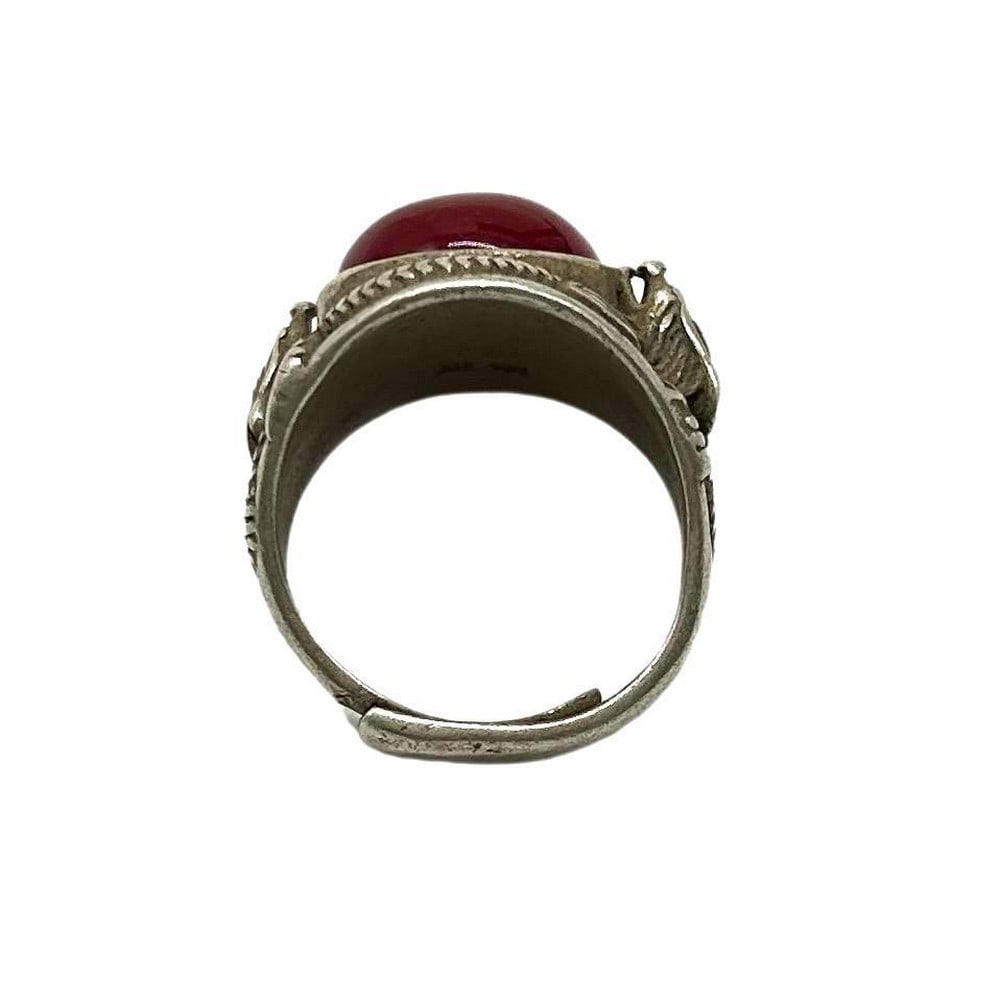 Double Dragon Red Gem Ring - 3