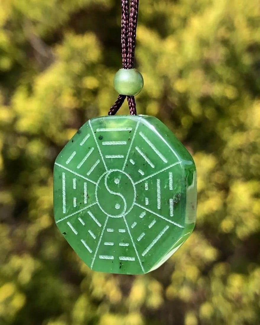 Canadian Nephrite Jade Yin Yang Pendant on Adjustable Rope Necklace (1 of 3)