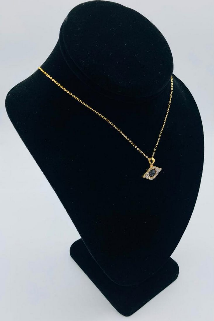 Ladies 925 Silver Gold Over Semi Precious Egyptian Eye Necklace (1 of 2)