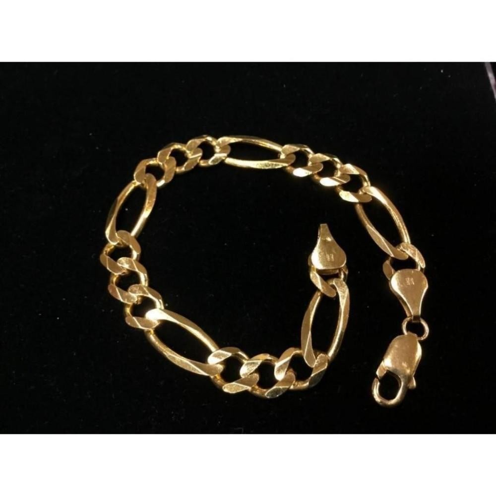 Italian Made 14K Solid Yellow Gold Figaro Link Bracelet (1 of 3)