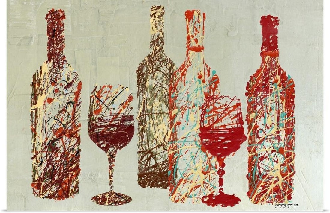 Wine Expressions Wall Art Print by Gregory Gorham: Wine Expressions Wall Art Print by Gregory Gorham Contemporary, abstract interpretation of wine bottles and glasses. Gregory Gorham A native of Northern Michigan, Gregory Gorham showed artistic talen