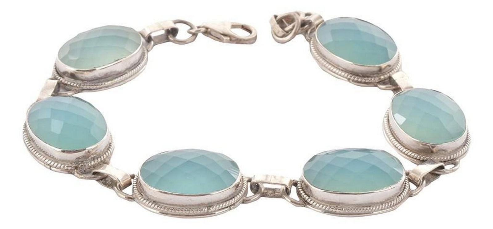 Blue Agate Sterling Silver Bracelet (1 of 2)
