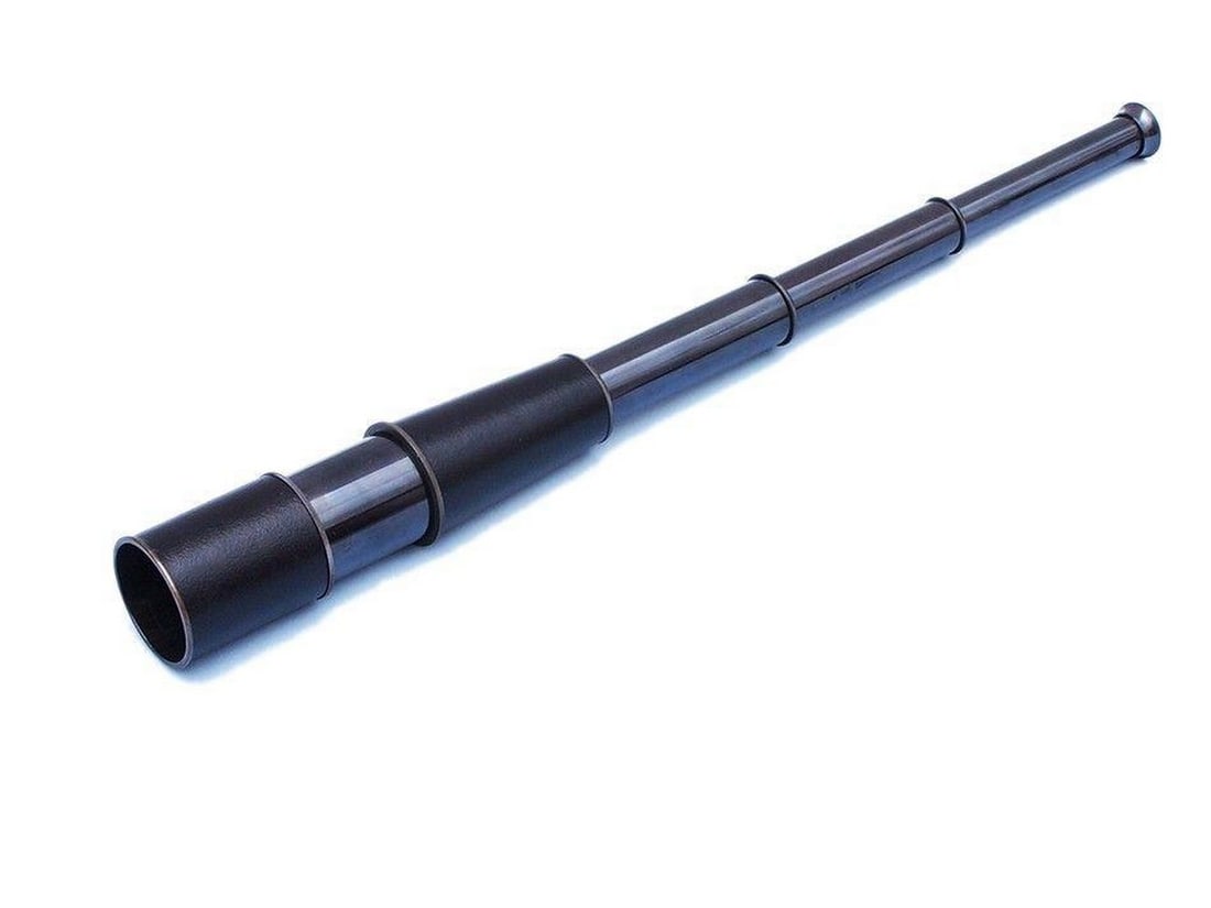 27" Deluxe Class Oil Rubbed Bronze- Leather Antique Admiral's Spyglass Telescope with Rosewood Box (1 of 3)