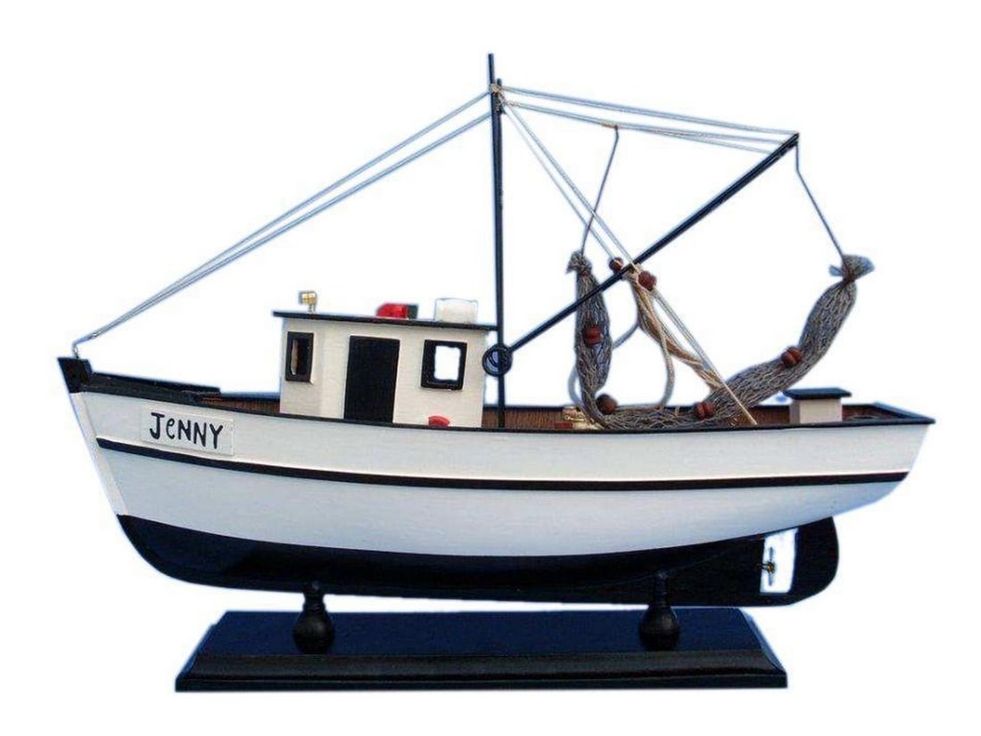 Forrest Gump 'Jenny Shrimp Boat' Wooden Model 16": Forrest Gump 'Jenny Shrimp Boat' Wooden Model 16" Embark on a cinematic journey with our meticulously crafted model fishing boat, inspired by the iconic Jenny from the movie Forrest Gump,