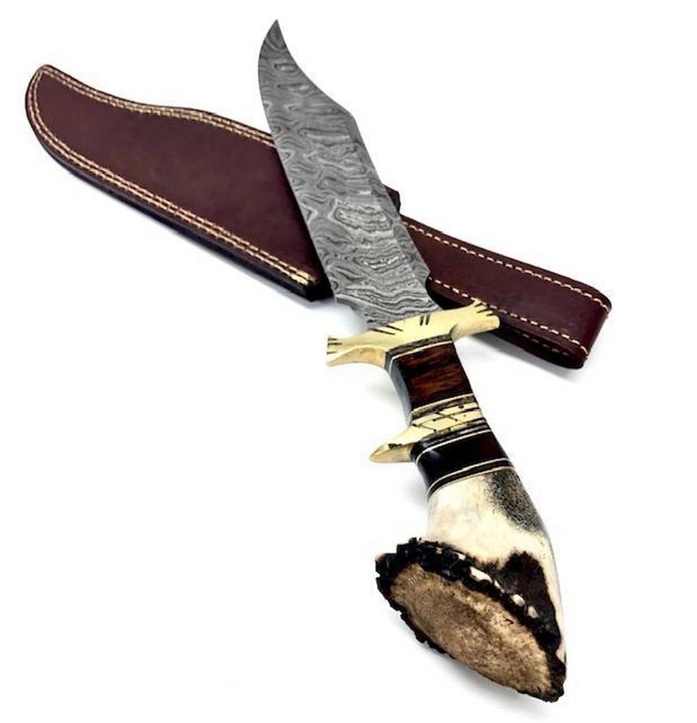 Bone Handle Brass Insert Custom Designed Damascus - 2