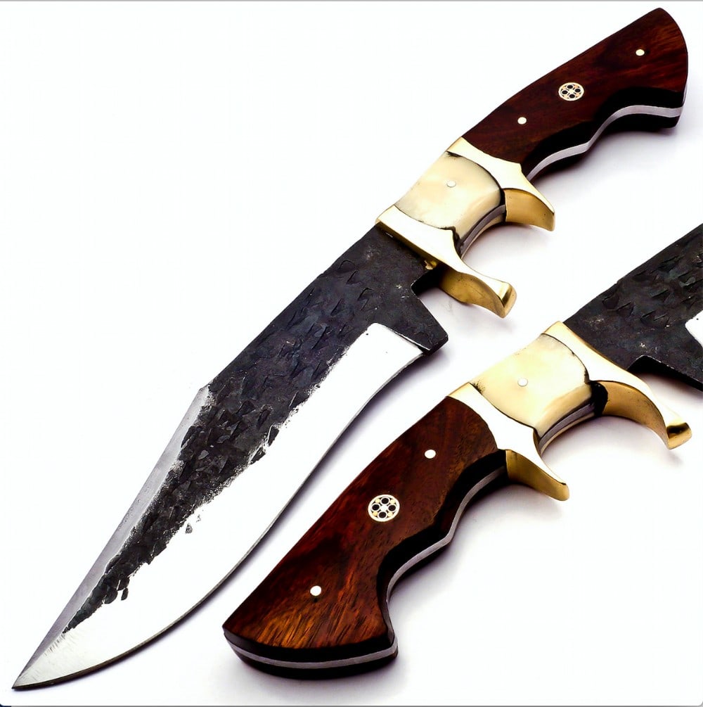 THE BESERKER Damascus Steel Hunting Bowie Knife: THE BESERKER Damascus Steel Hunting Bowie Knife Damascus Steel Blade with 256 Layers on it. HARDNESS 56-60 H R C VERY HIGH QUALITY GENUINE LEATHER SHEATH View photos for further details.