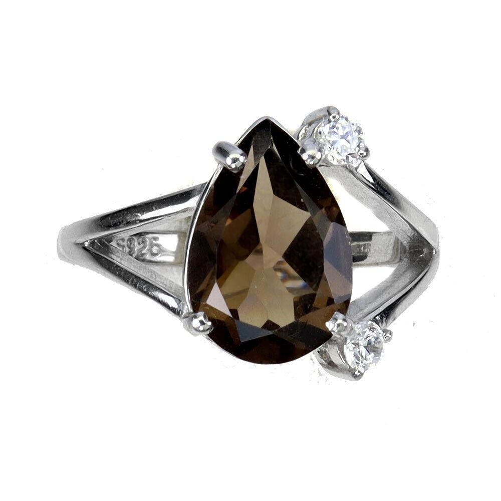 12mm x 8mm - Smokey Pear Pear Cut Quartz Sterling Silver Ring - Size 8: 12mm x 8mm - Smokey Pear Pear Cut Quartz Sterling Silver Ring - Size 8 Metal: 925 Sterling Silver Base Metal: Fine Silver 925/1000 Style: Cocktail Metal Purity: 925 parts per 1000 Ring Size: 8