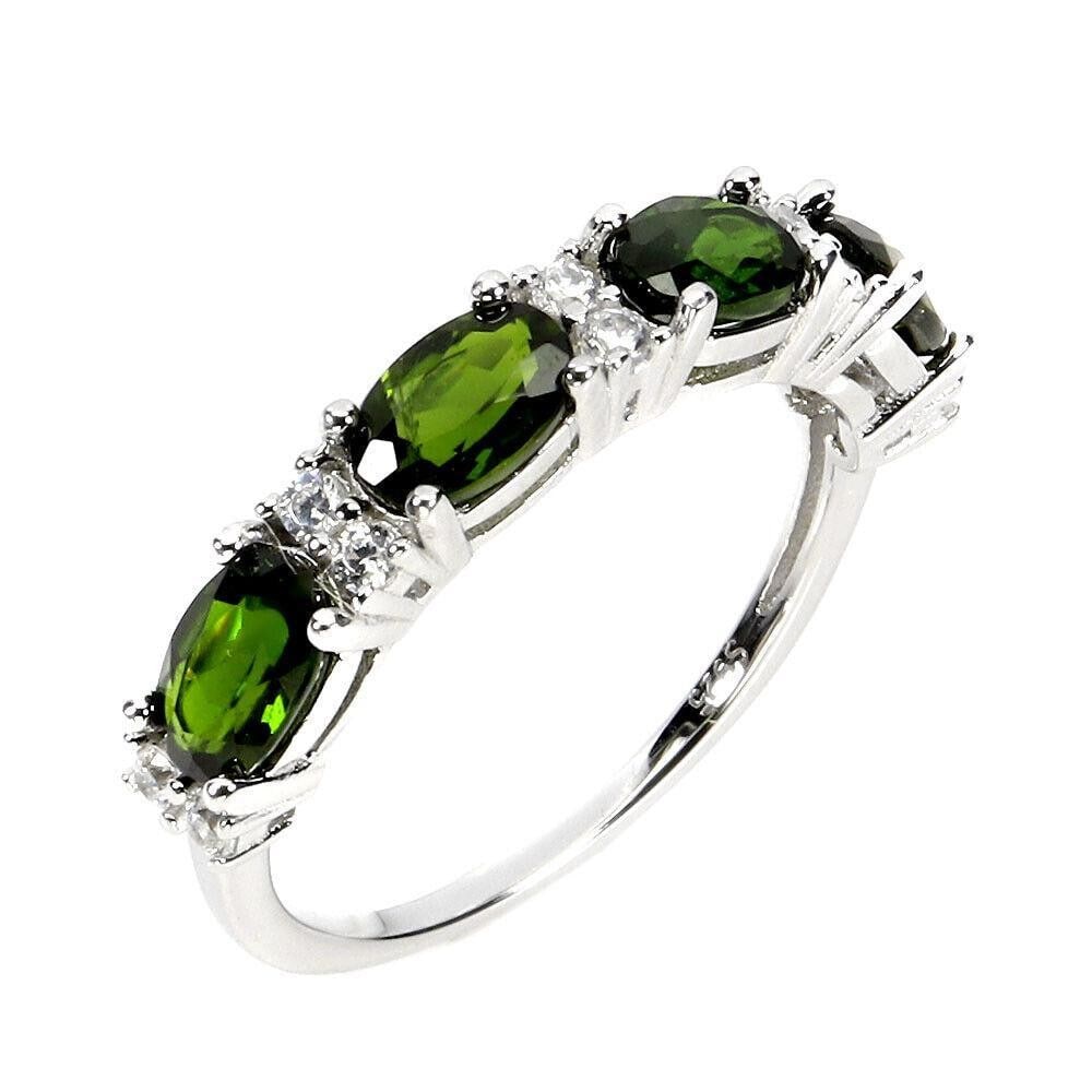 Oval Green Chrome Diopside 6x4mm Gemstone 925 Sterling Silver Jewelry Ring Sz 8 (1 of 3)