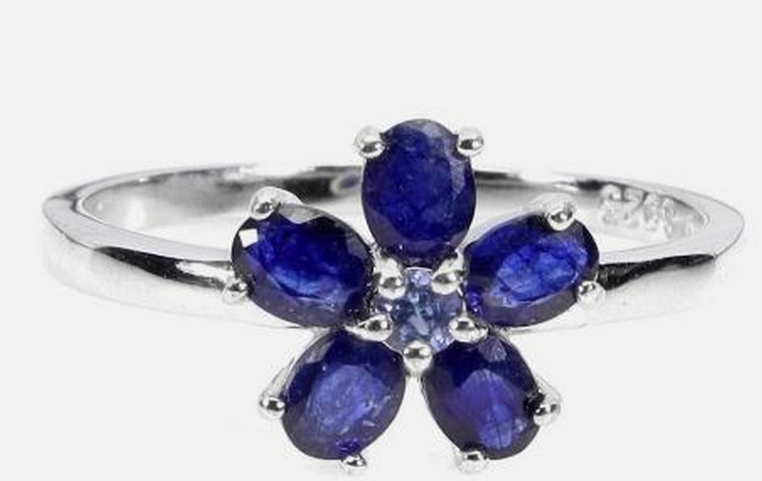Sterling Silver Pear Blue Sapphire & Tanzanite Ring (1 of 2)