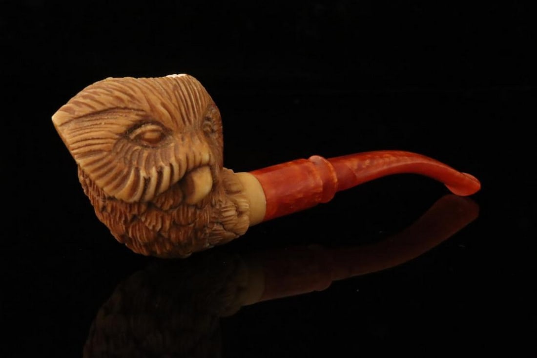 Owl Carved Block Meerschaum Pipe with Fitted Case (1 of 4)