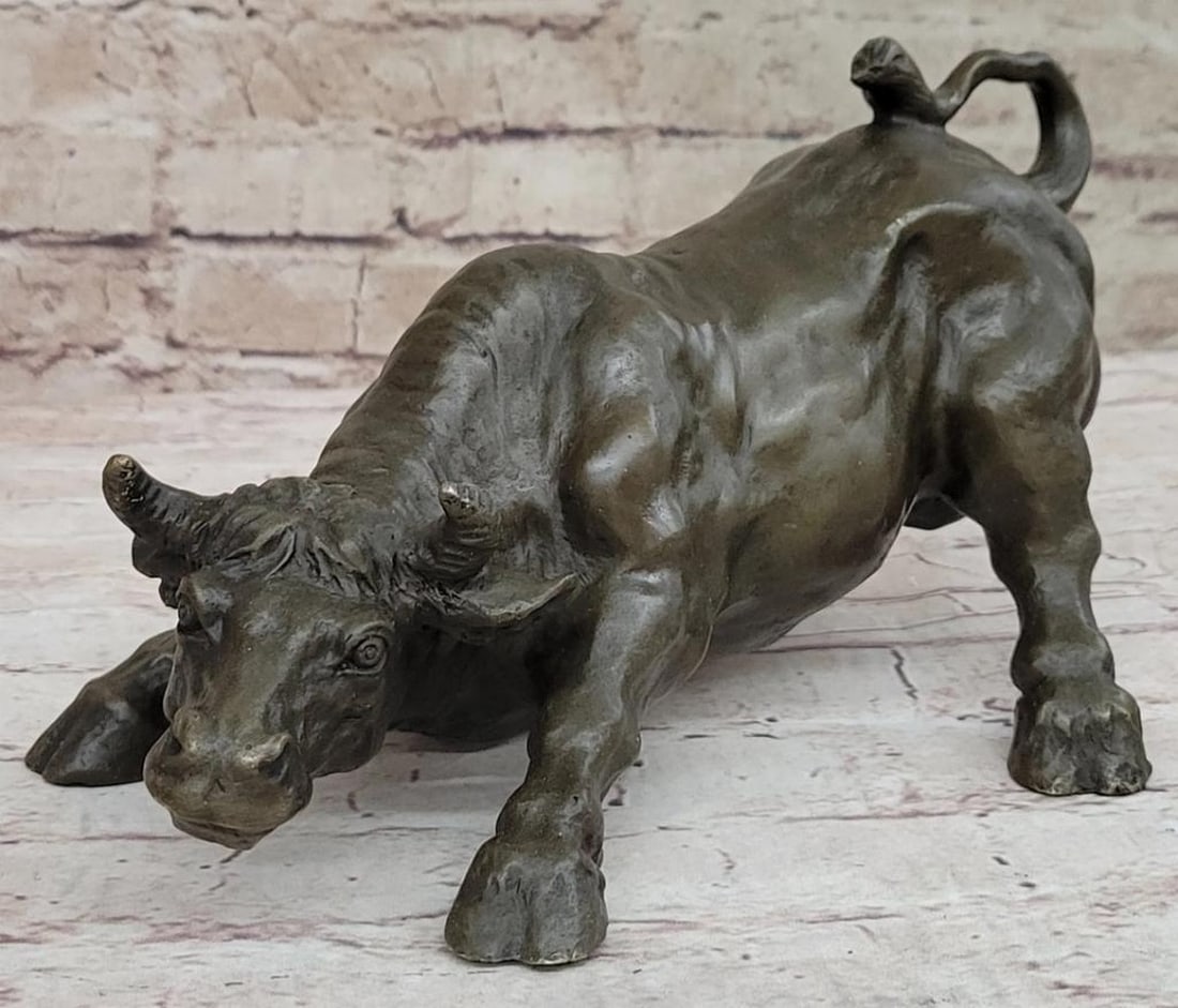 Signed Original Fierce Bull Bronze Sculpture - 5.5" x 11" (1 of 9)