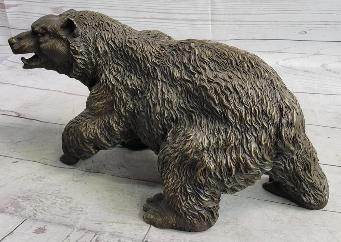 Fierce Bear Bronze Sculpture - 5