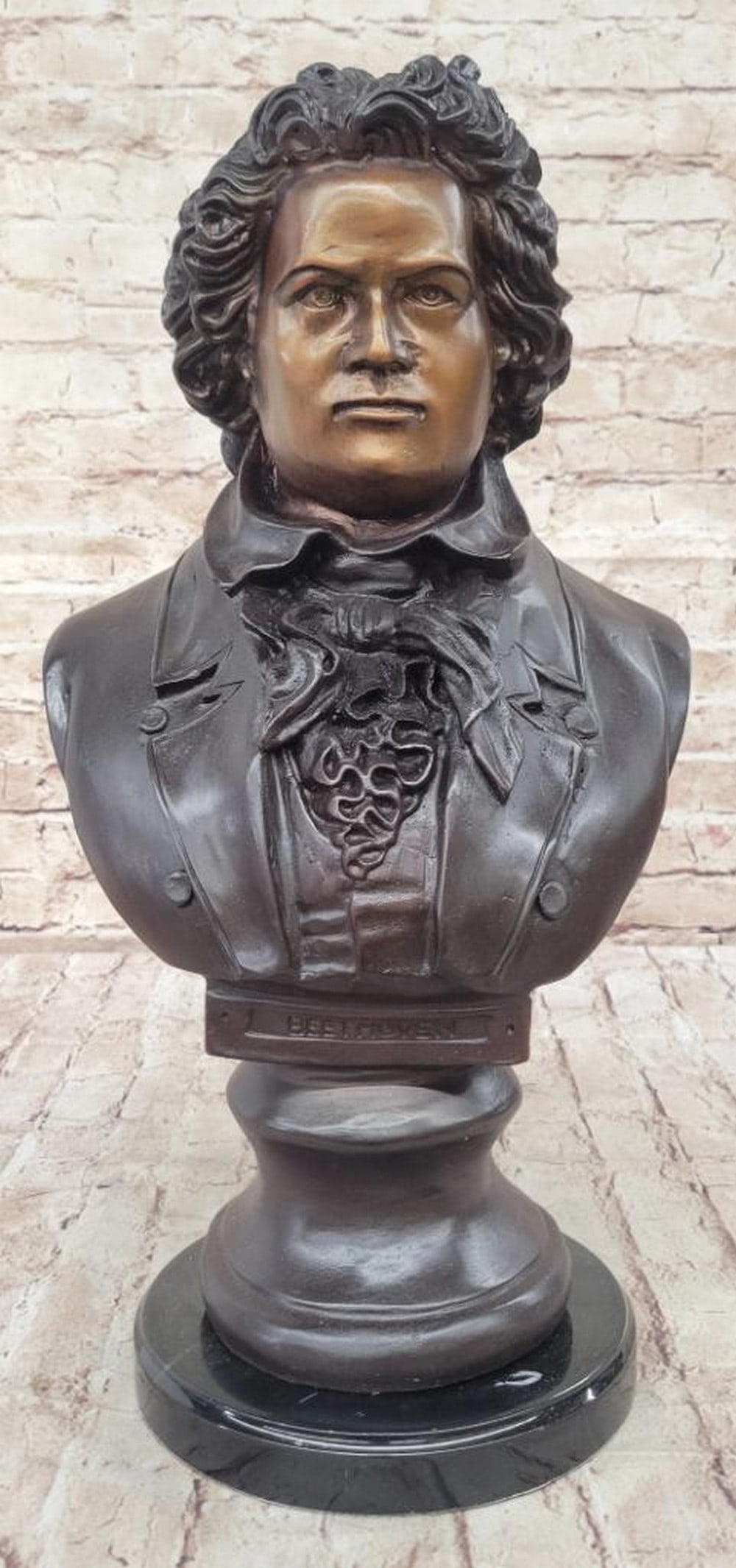 Limited Edition Beethoven Bust Bronze Sculpture by Thomas - 18" x 19": Limited Edition Beethoven Bust Bronze Sculpture by Thomas - 18" x 19" This limited edition bronze bust of Ludwig van Beethoven, signed and numbered by the artist Thomas, is a masterful