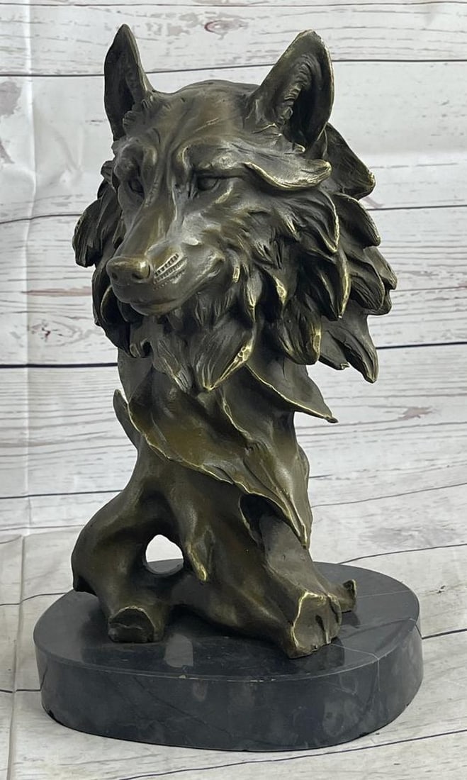 Regal Wolf Original Bronze Bust Sculpture by Milo - 12" x 7.5" (1 of 6)